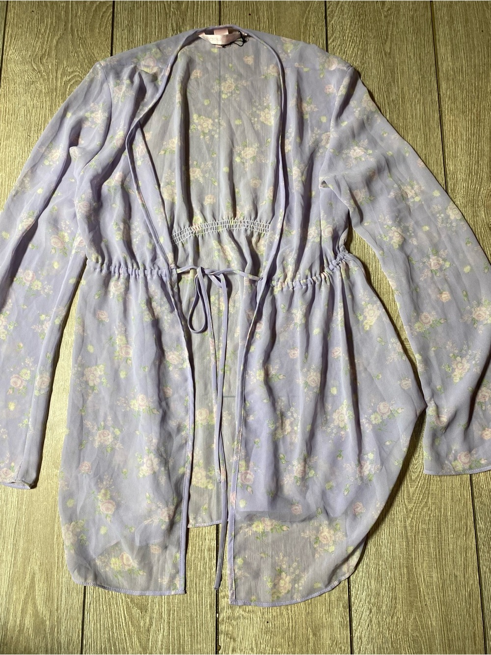 VTG Victoria's Secret Lavender Sheer Floral Robe Y2K Fairycore Cottagecore XS/S
